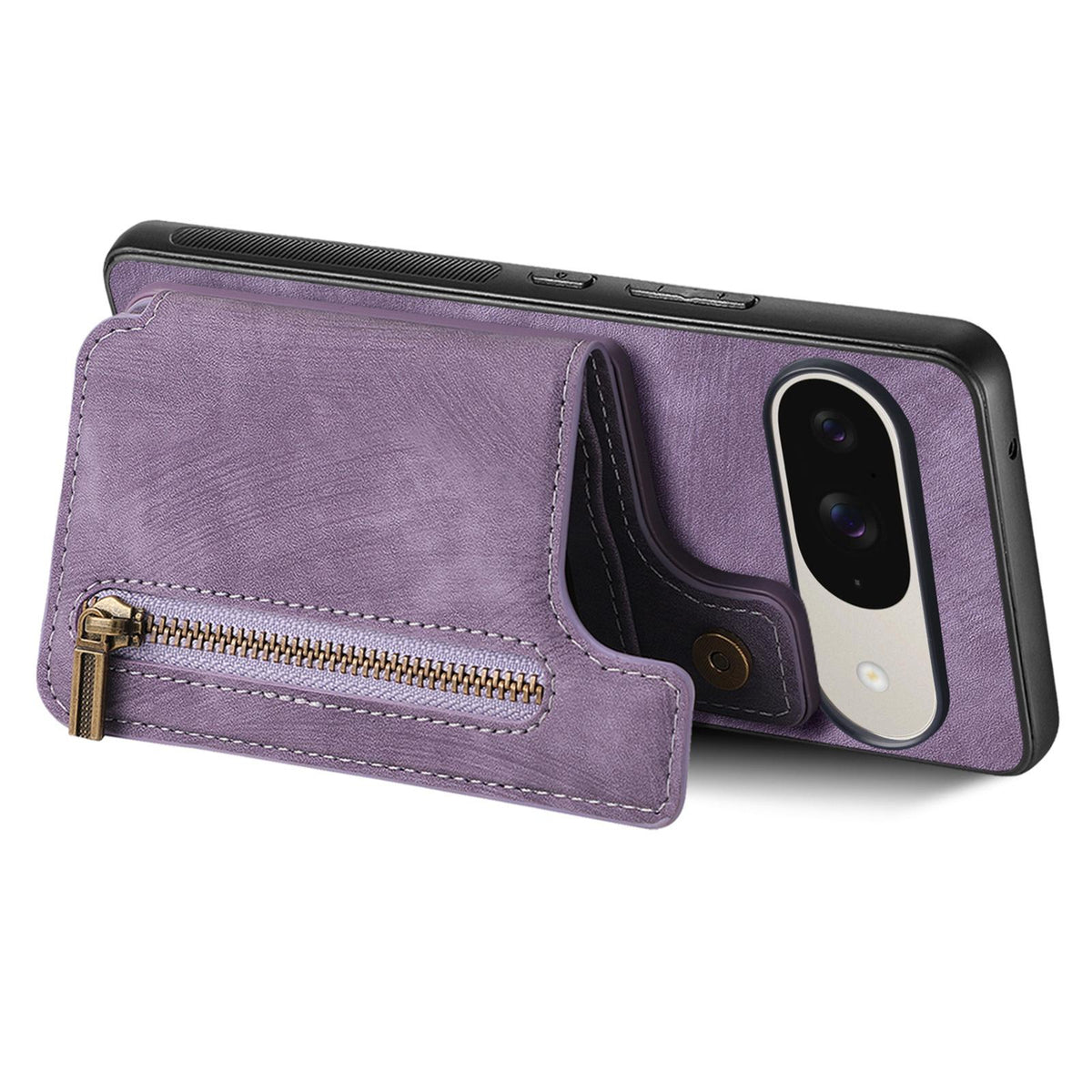 For Google Pixel 11 Retro Leather Zipper Wallet Back Phone Case - Purple - SYA002590715B