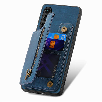For Google Pixel 11 Retro Leather Zipper Wallet Back Phone Case - Blue - SYA002590715D