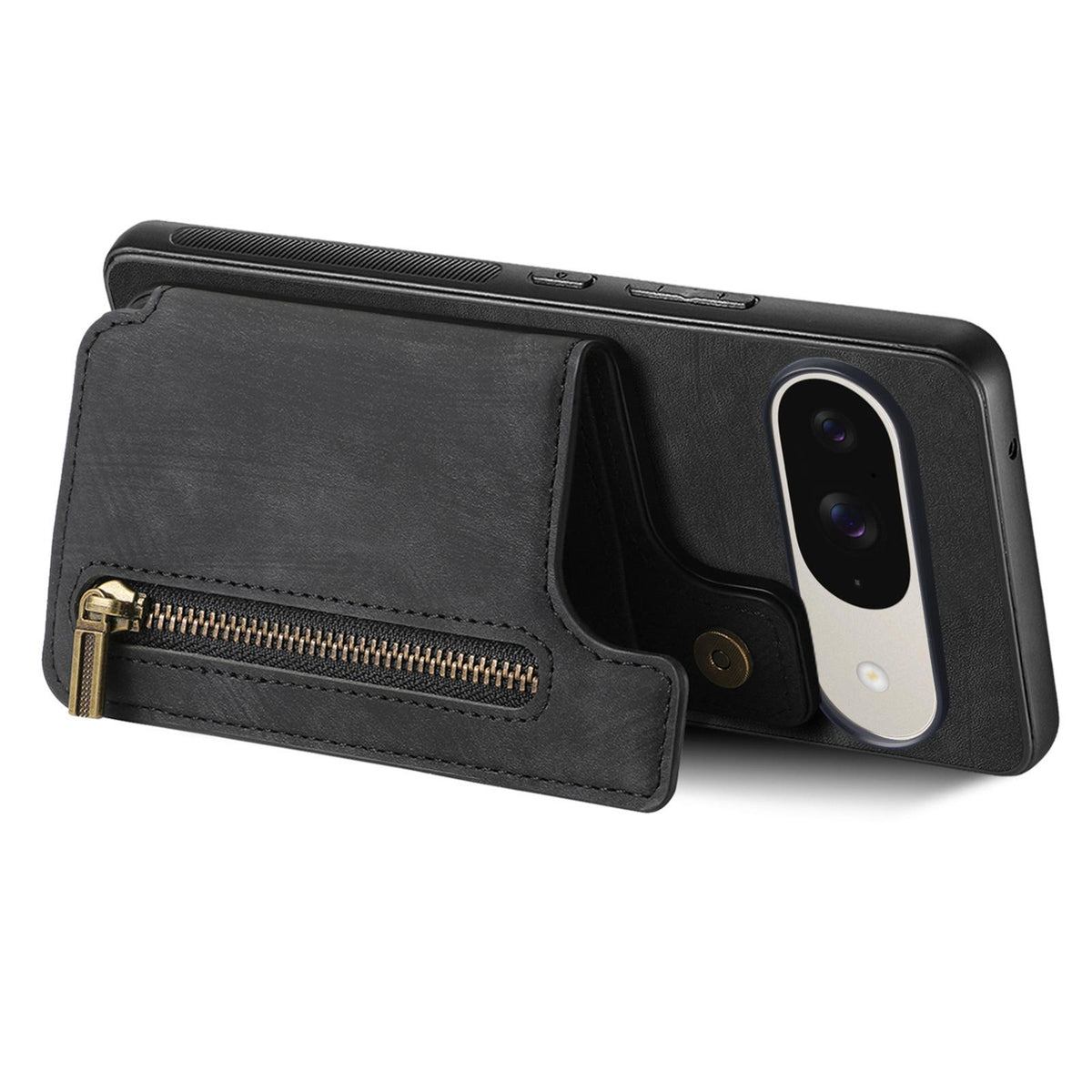 For Google Pixel 11 Retro Leather Zipper Wallet Back Phone Case - Black - SYA002590715E