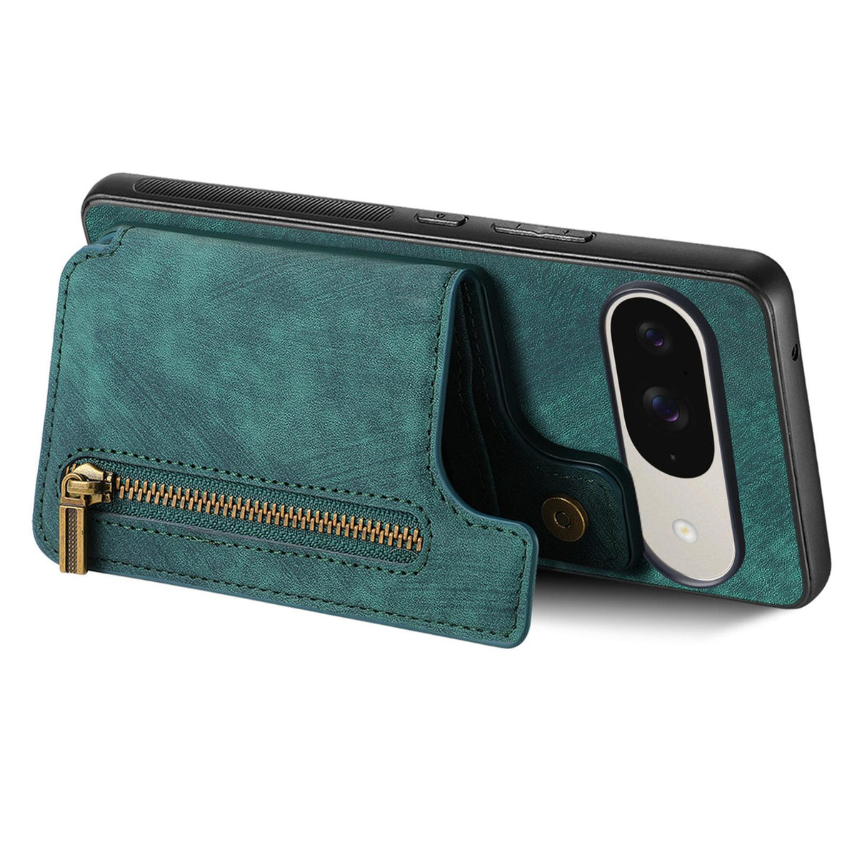 For Google Pixel 11 Retro Leather Zipper Wallet Back Phone Case - Green - SYA002590715F