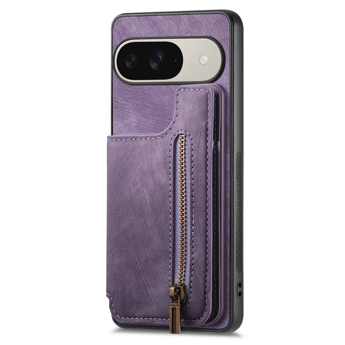 For Google Pixel 11 Pro Retro Leather Zipper Wallet Back Phone Case - Purple - SYA002590716B