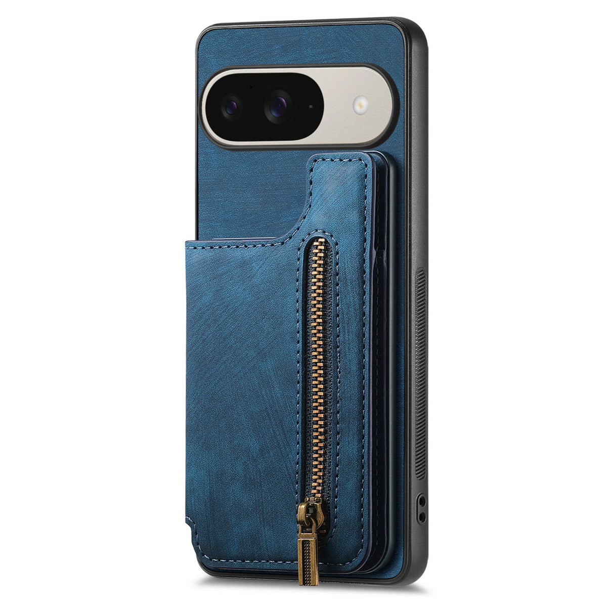 For Google Pixel 11 Pro Retro Leather Zipper Wallet Back Phone Case - Blue - SYA002590716D