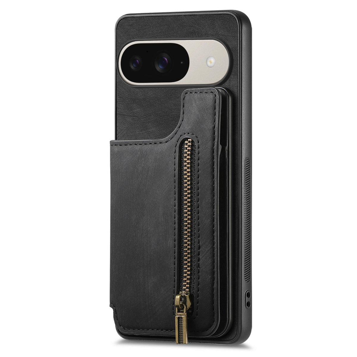 For Google Pixel 11 Pro Retro Leather Zipper Wallet Back Phone Case - Black - SYA002590716E