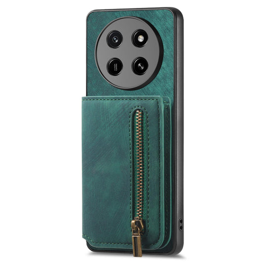 For Honor X80 Pro Max 5G Retro Leather Zipper Wallet Back Phone Case - Green - SYA002591028F