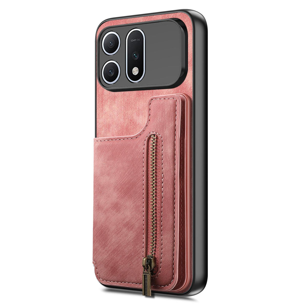 For Honor Win Turbo 5G Retro Leather Zipper Wallet Back Phone Case - Pink - SYA002591029A