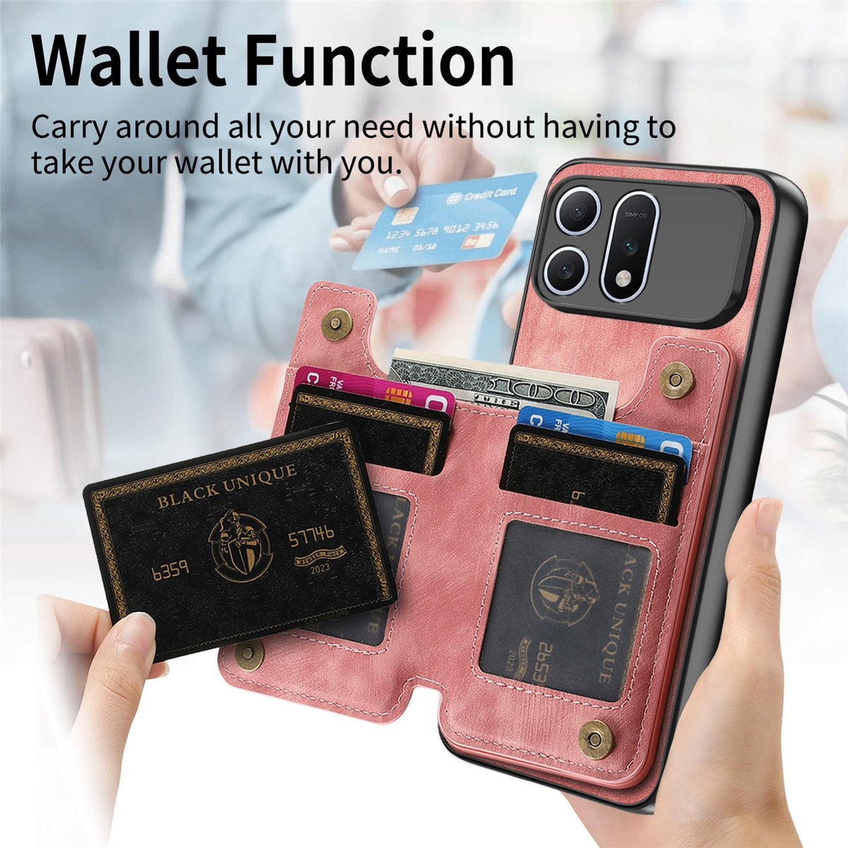 For Honor Win Turbo 5G Retro Leather Zipper Wallet Back Phone Case - Pink - SYA002591029A