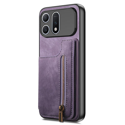For Honor Win Turbo 5G Retro Leather Zipper Wallet Back Phone Case - Purple - SYA002591029B