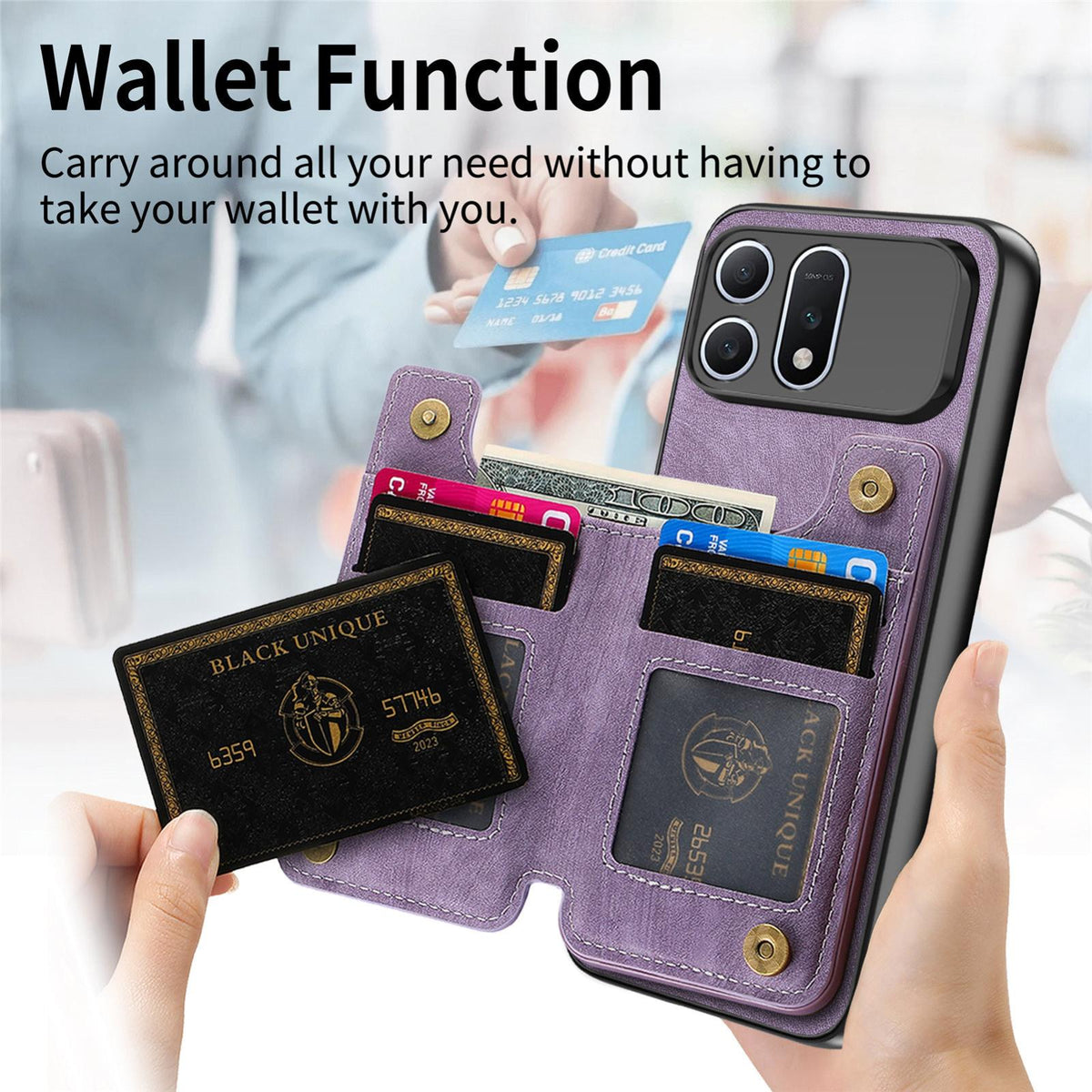 For Honor Win Turbo 5G Retro Leather Zipper Wallet Back Phone Case - Purple - SYA002591029B