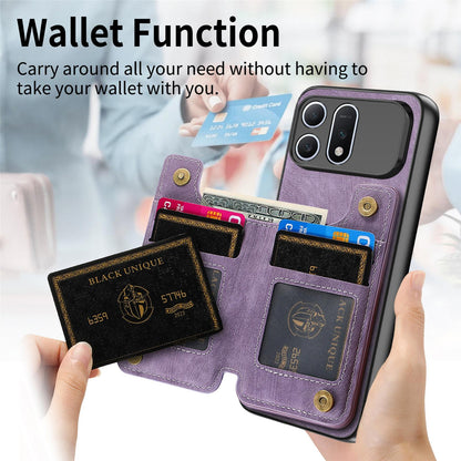 For Honor Win Turbo 5G Retro Leather Zipper Wallet Back Phone Case - Purple - SYA002591029B