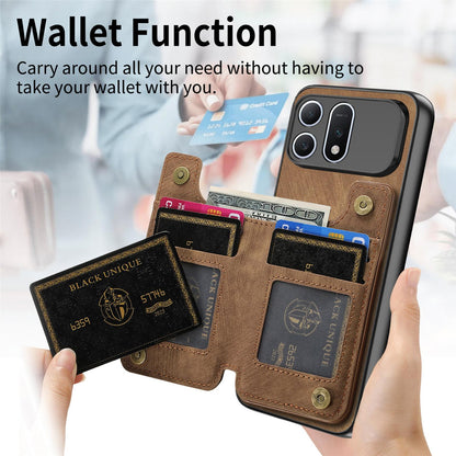 For Honor Win Turbo 5G Retro Leather Zipper Wallet Back Phone Case - Brown - SYA002591029C