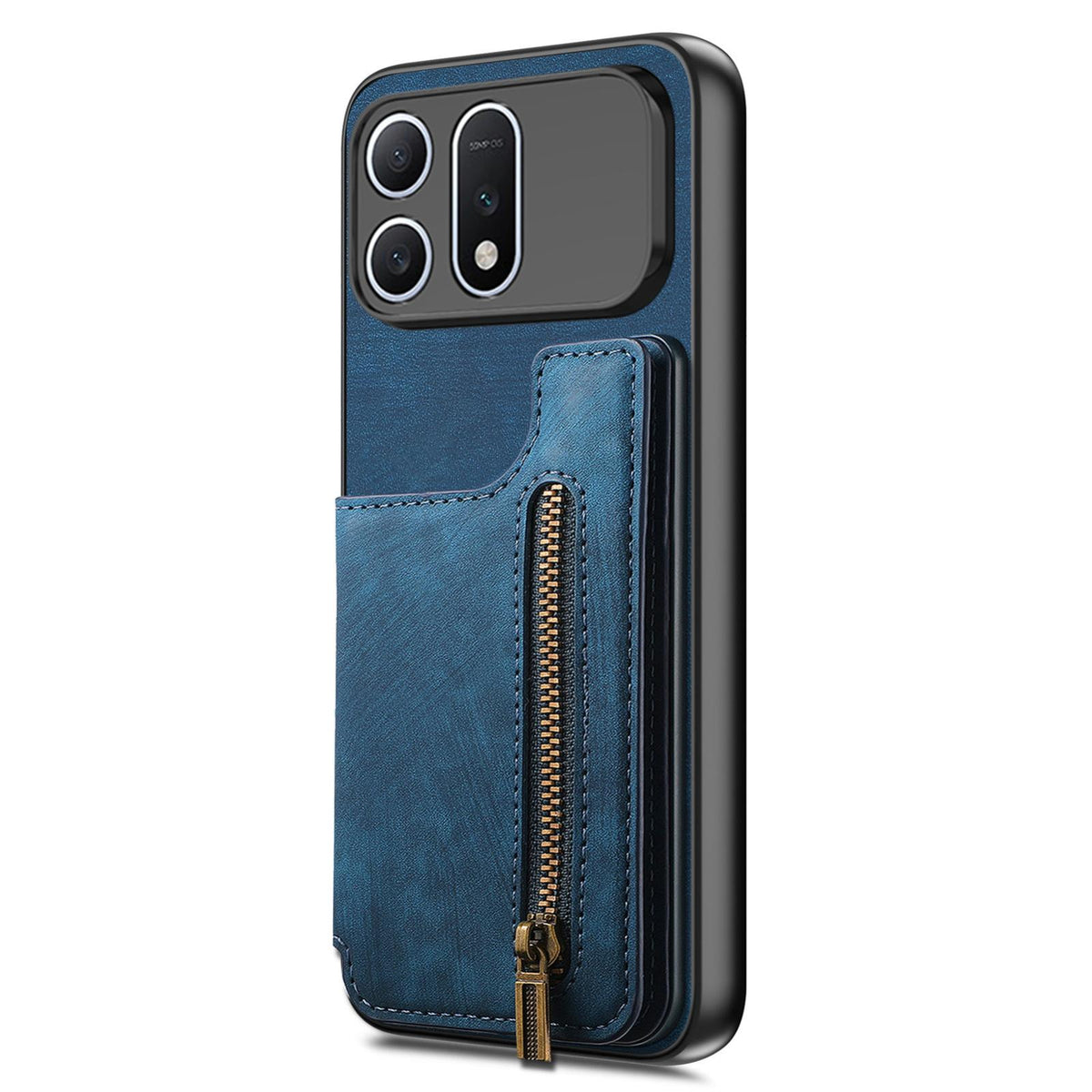 For Honor Win Turbo 5G Retro Leather Zipper Wallet Back Phone Case - Blue - SYA002591029D