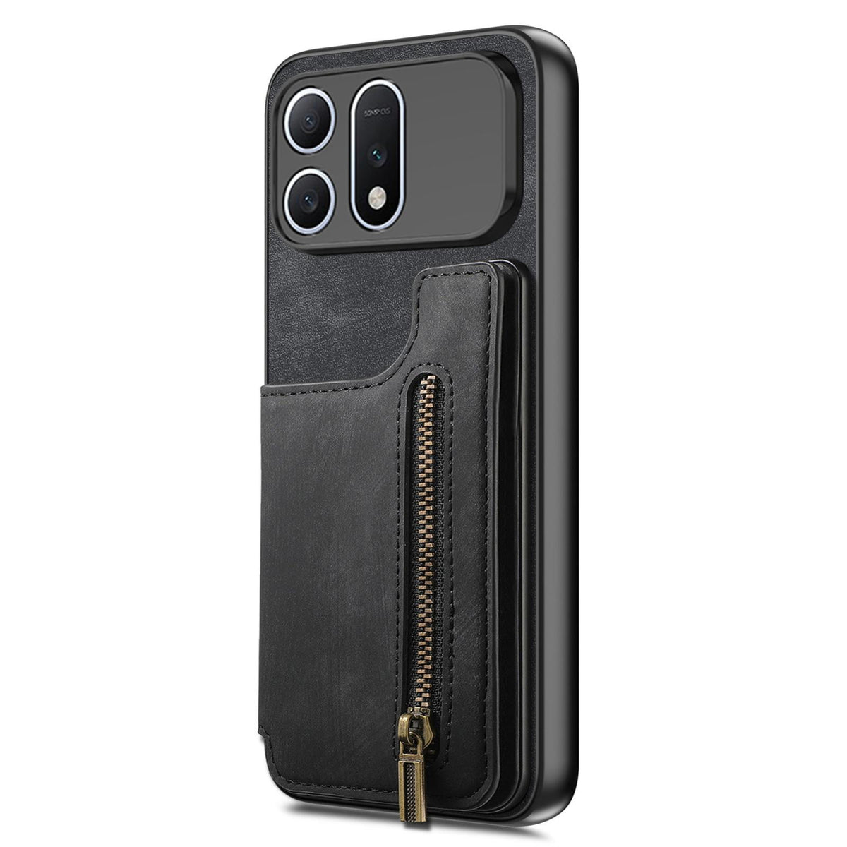 For Honor Win Turbo 5G Retro Leather Zipper Wallet Back Phone Case - Black - SYA002591029E