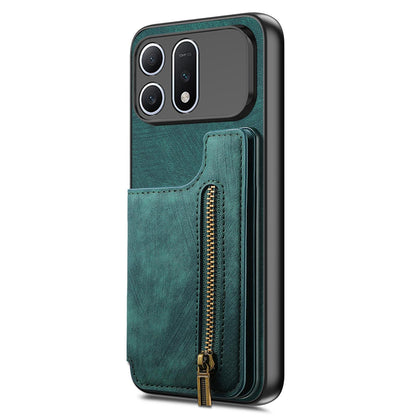 For Honor Win Turbo 5G Retro Leather Zipper Wallet Back Phone Case - Green - SYA002591029F