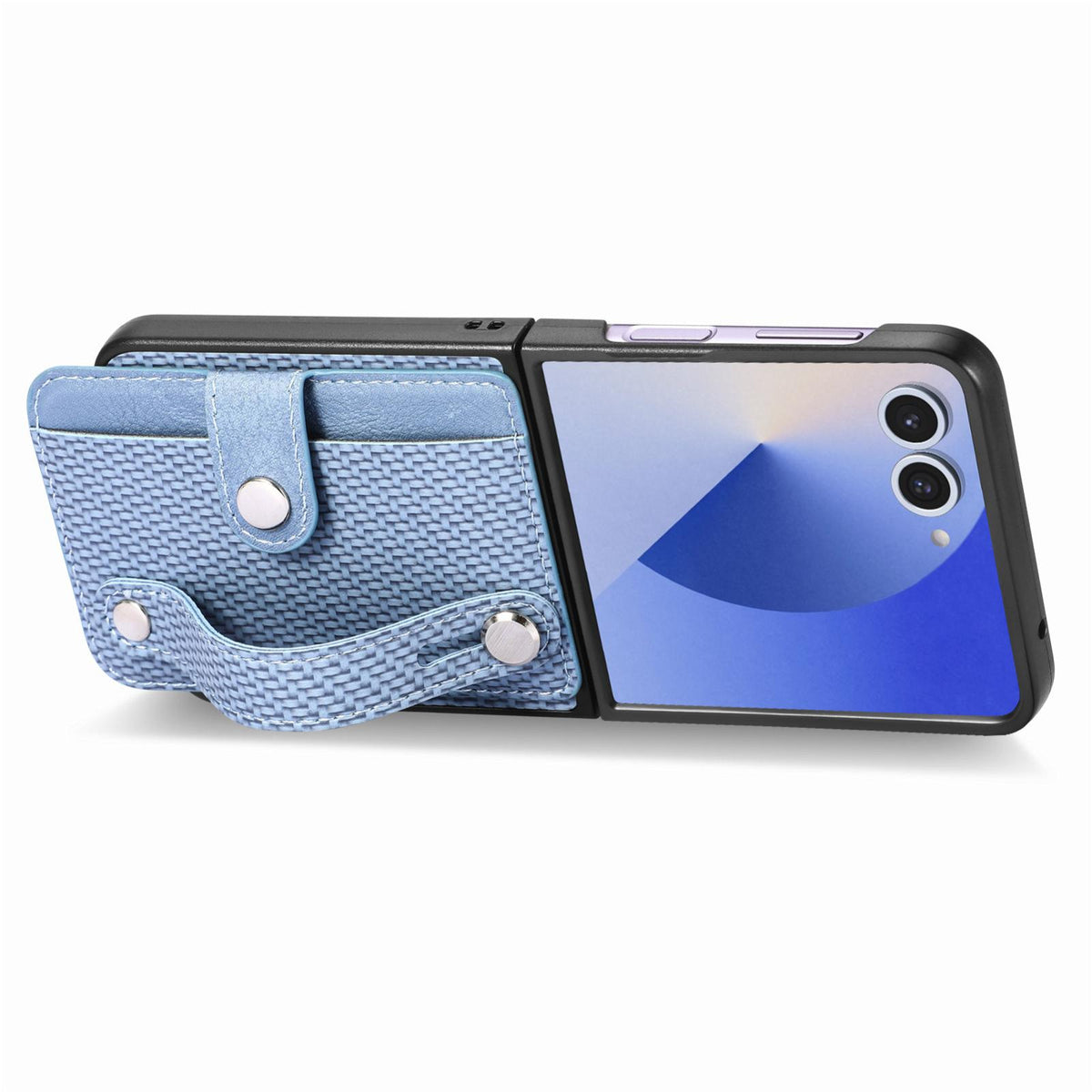 For Galaxy Z Flip8 5G Wristband Kickstand Card Wallet Back Cover Phone Case - Blue - SYA002604104B