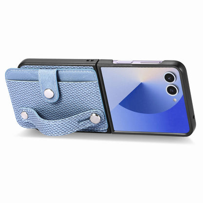 For Galaxy Z Flip8 5G Wristband Kickstand Card Wallet Back Cover Phone Case - Blue - SYA002604104B