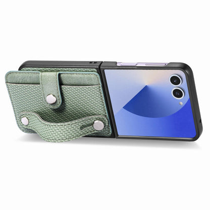 For Galaxy Z Flip8 5G Wristband Kickstand Card Wallet Back Cover Phone Case - Green - SYA002604104C