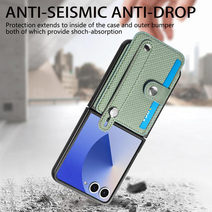 For Galaxy Z Flip8 5G Wristband Kickstand Card Wallet Back Cover Phone Case - Green - SYA002604104C