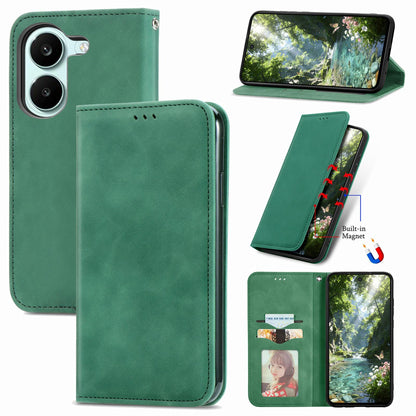 For Honor Play 80 Pus 5G Retro Skin Feel Magnetic Flip Leather Phone Case(Green)