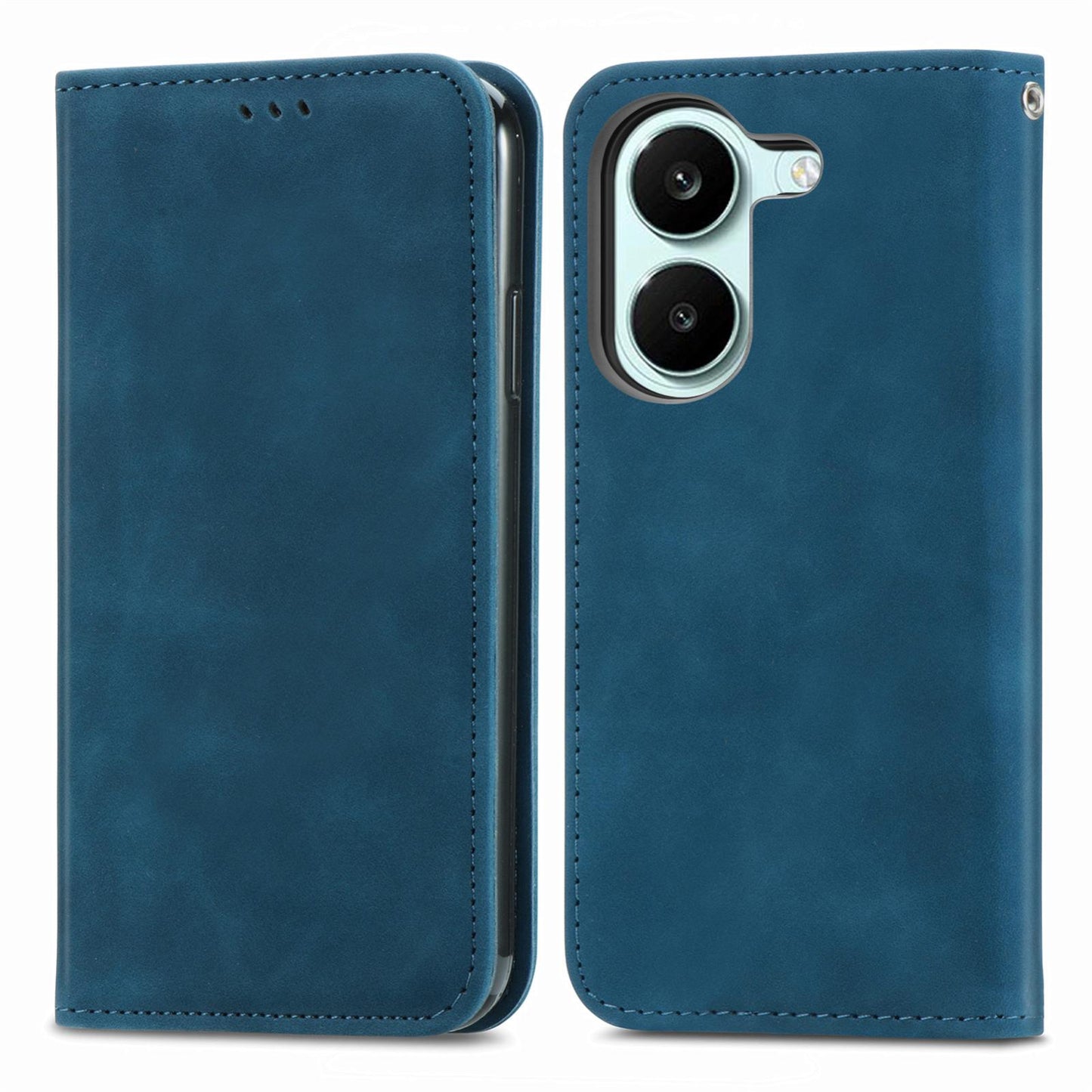 For Honor Play 80 Pus 5G Retro Skin Feel Magnetic Flip Leather Phone Case(Blue)