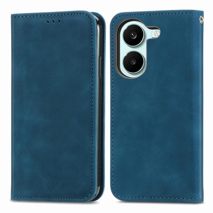 For Honor Play 80 Pus 5G Retro Skin Feel Magnetic Flip Leather Phone Case(Blue)