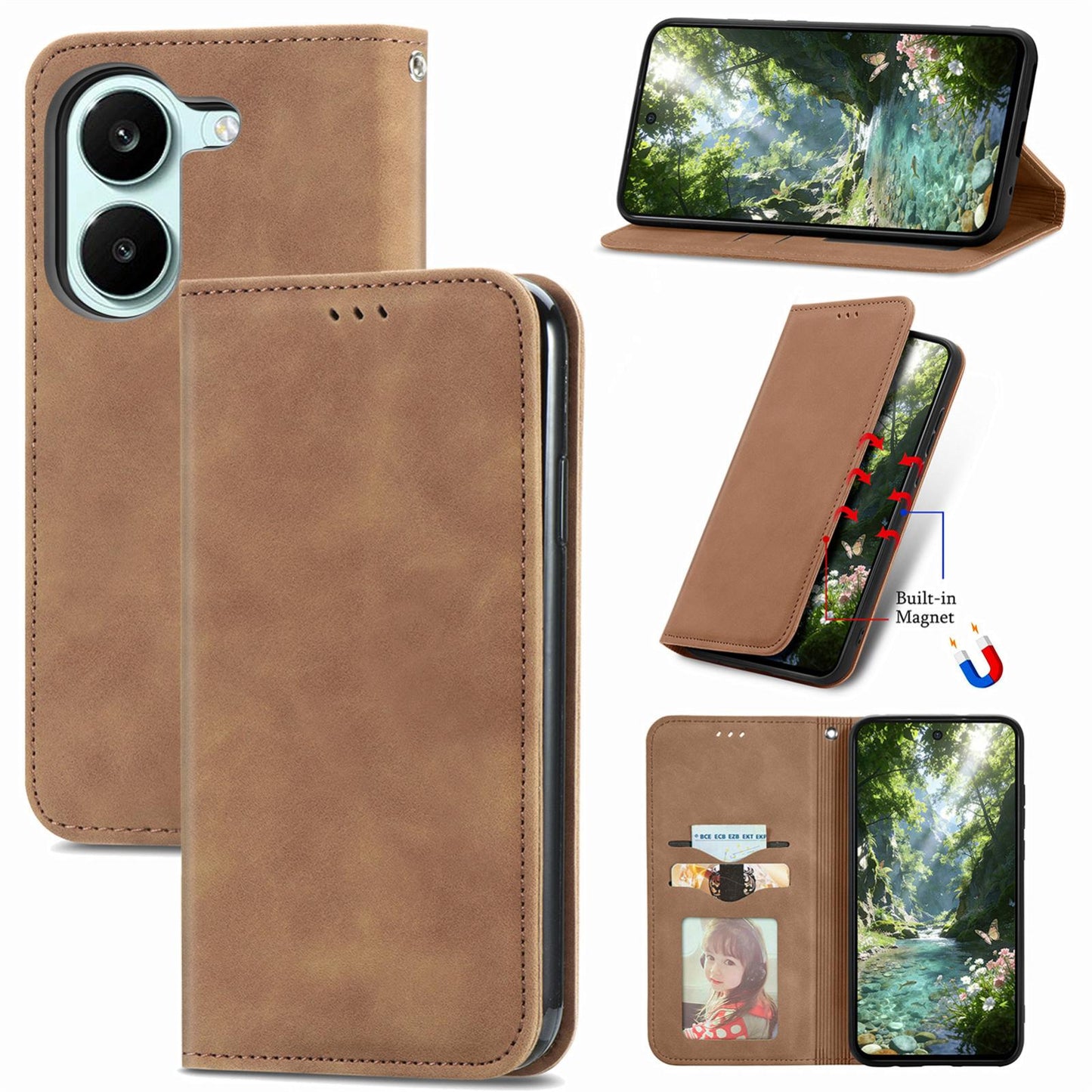 For Honor Play 80 Pus 5G Retro Skin Feel Magnetic Flip Leather Phone Case(Brown)