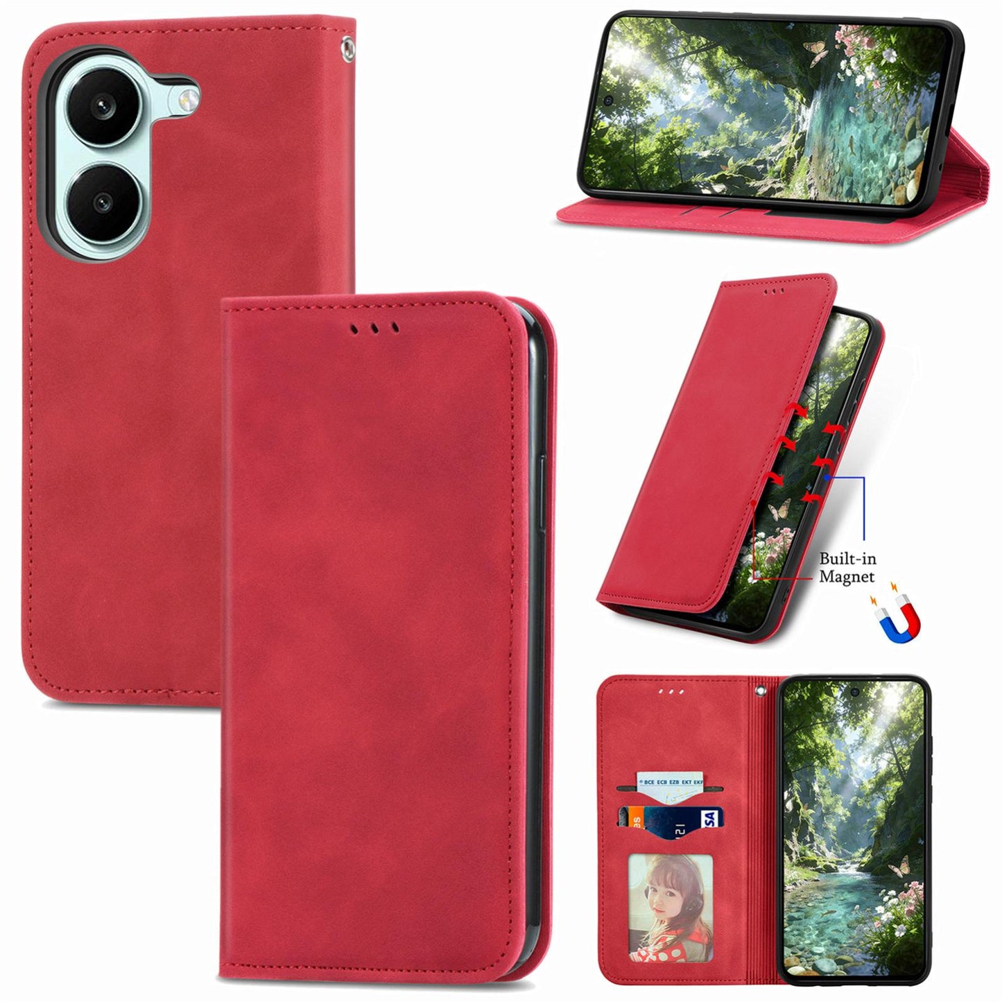 For Honor Play 80 Pus 5G Retro Skin Feel Magnetic Flip Leather Phone Case(Red)