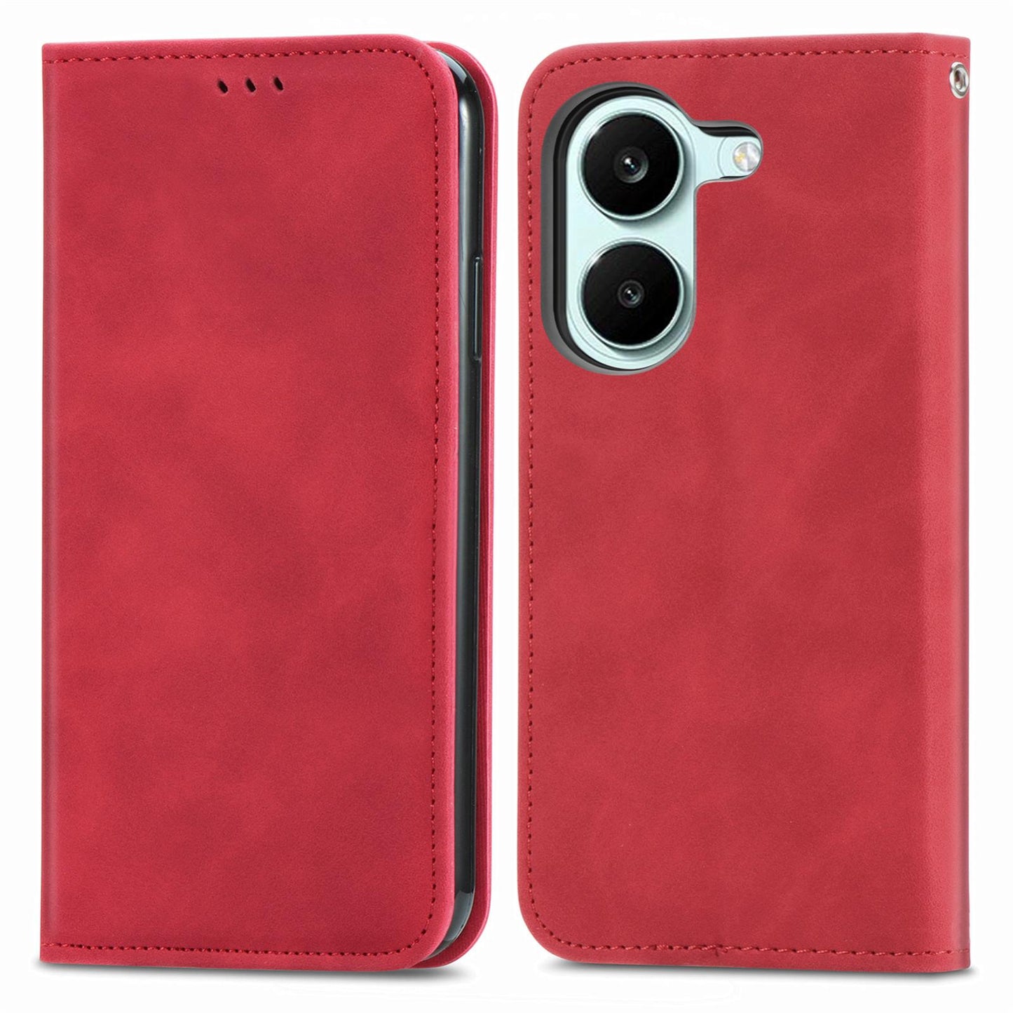 For Honor Play 80 Pus 5G Retro Skin Feel Magnetic Flip Leather Phone Case(Red)