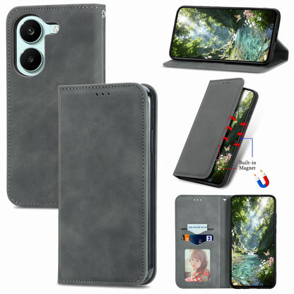 For Honor Play 80 Pus 5G Retro Skin Feel Magnetic Flip Leather Phone Case(Gray)