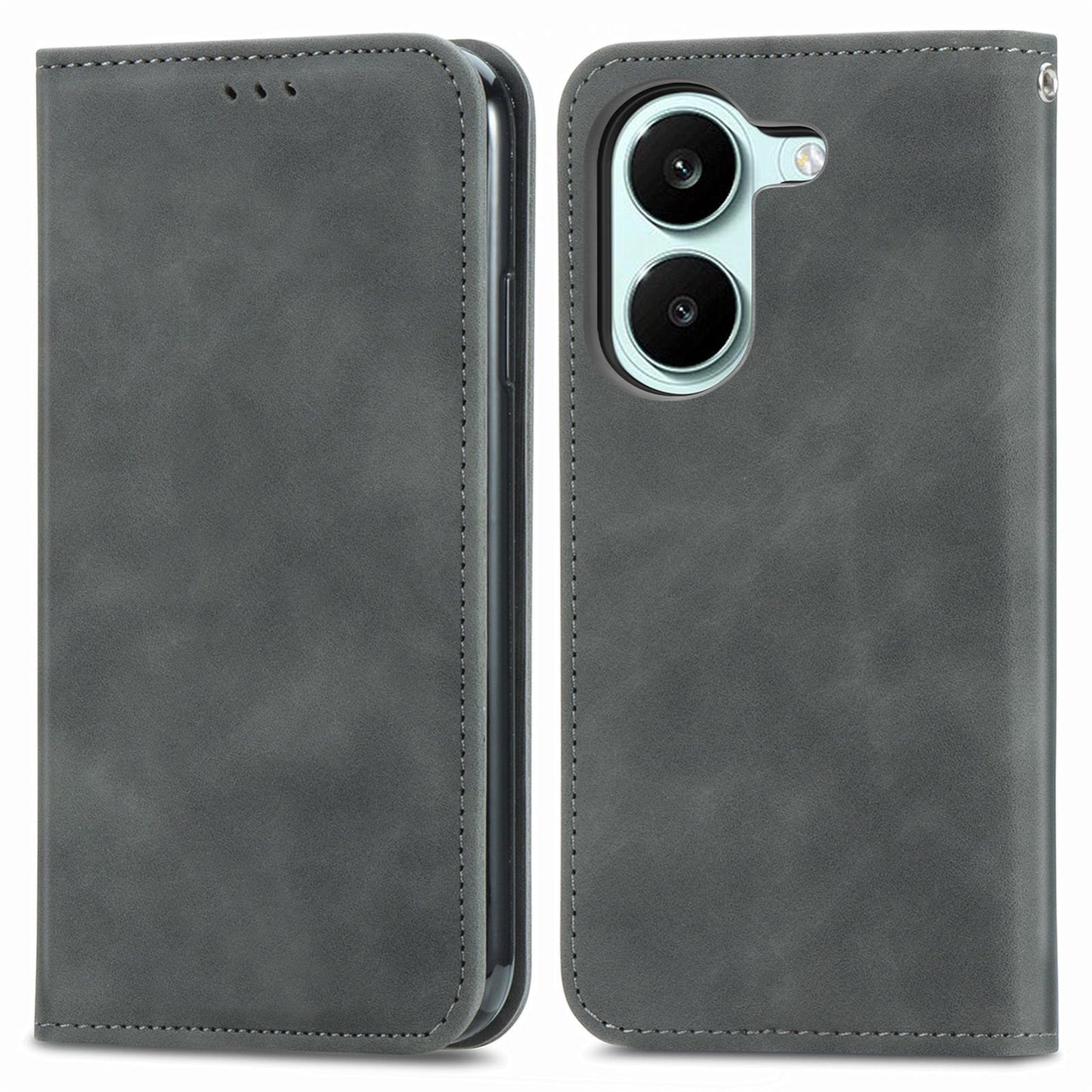 For Honor Play 80 Pus 5G Retro Skin Feel Magnetic Flip Leather Phone Case(Gray)