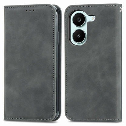 For Honor Play 80 Pus 5G Retro Skin Feel Magnetic Flip Leather Phone Case(Gray)