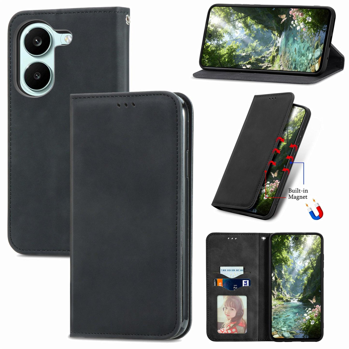 For Honor Play 80 Pus 5G Retro Skin Feel Magnetic Flip Leather Phone Case(Black)