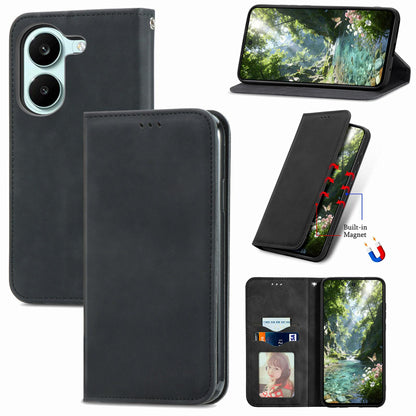 For Honor Play 80 Pus 5G Retro Skin Feel Magnetic Flip Leather Phone Case(Black)