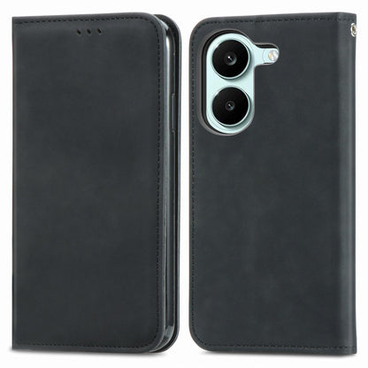 For Honor Play 80 Pus 5G Retro Skin Feel Magnetic Flip Leather Phone Case(Black)