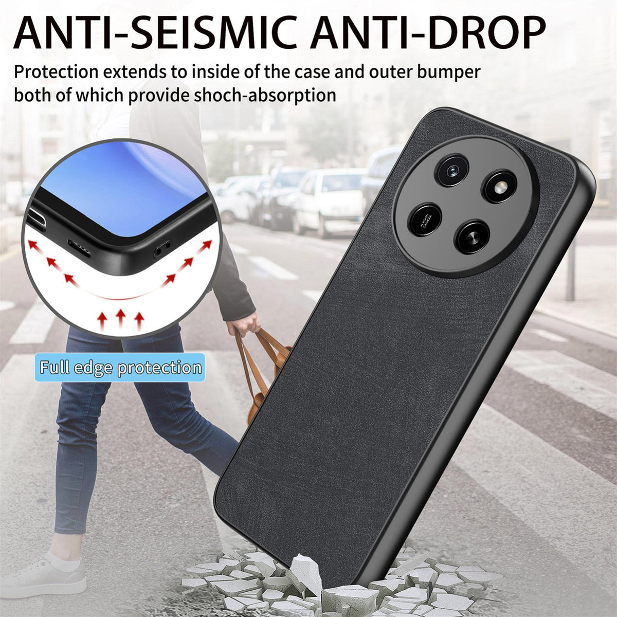 For Honor X80 Pro Max 5G Vintage Leather PC Back Cover Phone Case - Black - SYA002631009B