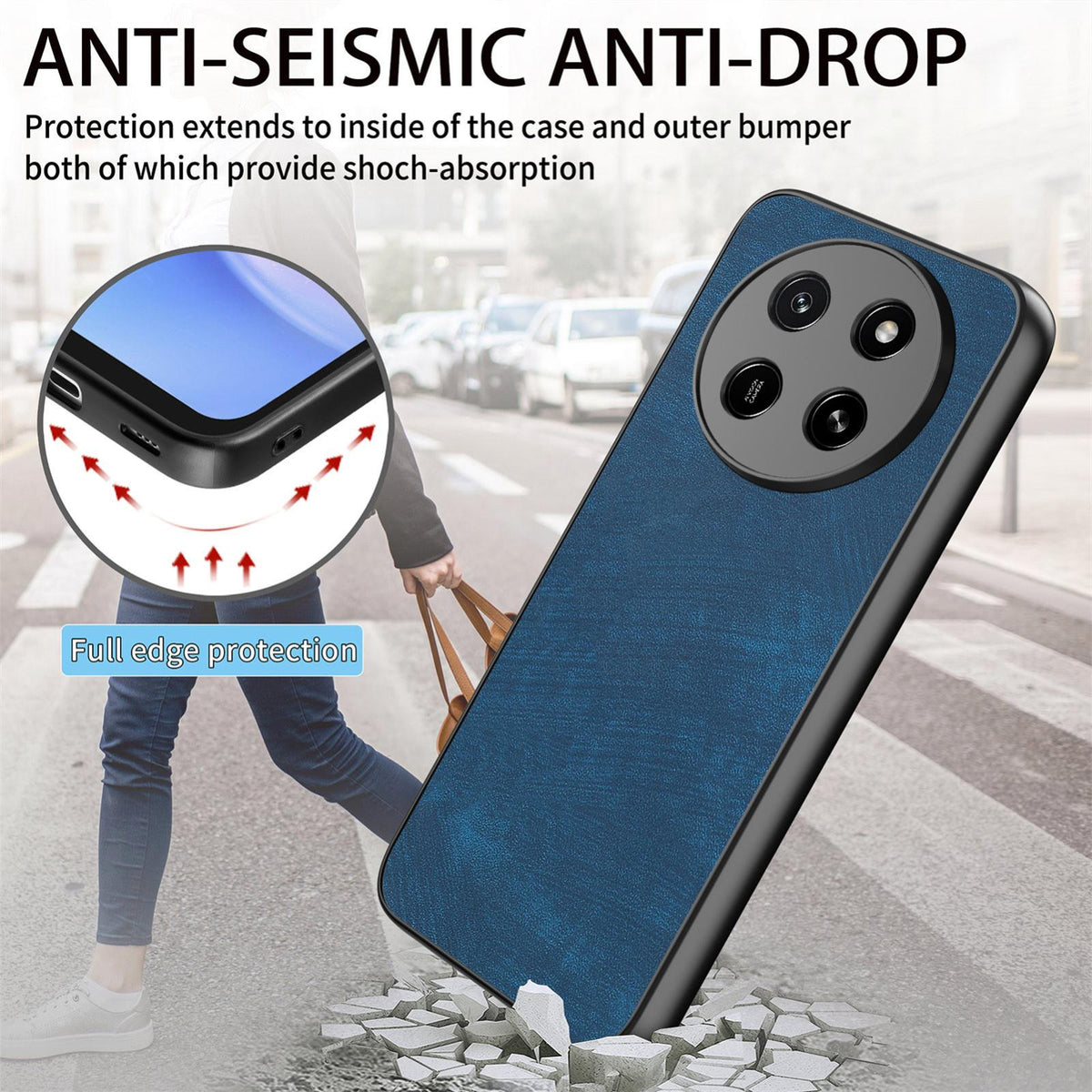 For Honor X80 Pro Max 5G Vintage Leather PC Back Cover Phone Case - Blue - SYA002631009C