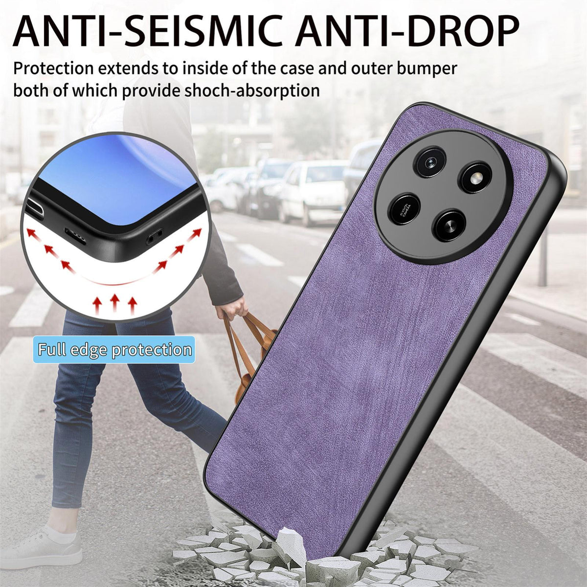 For Honor X80 Pro Max 5G Vintage Leather PC Back Cover Phone Case - Purple - SYA002631009E