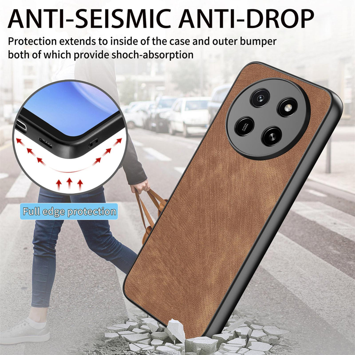 For Honor X80 Pro Max 5G Vintage Leather PC Back Cover Phone Case - Brown - SYA002631009F