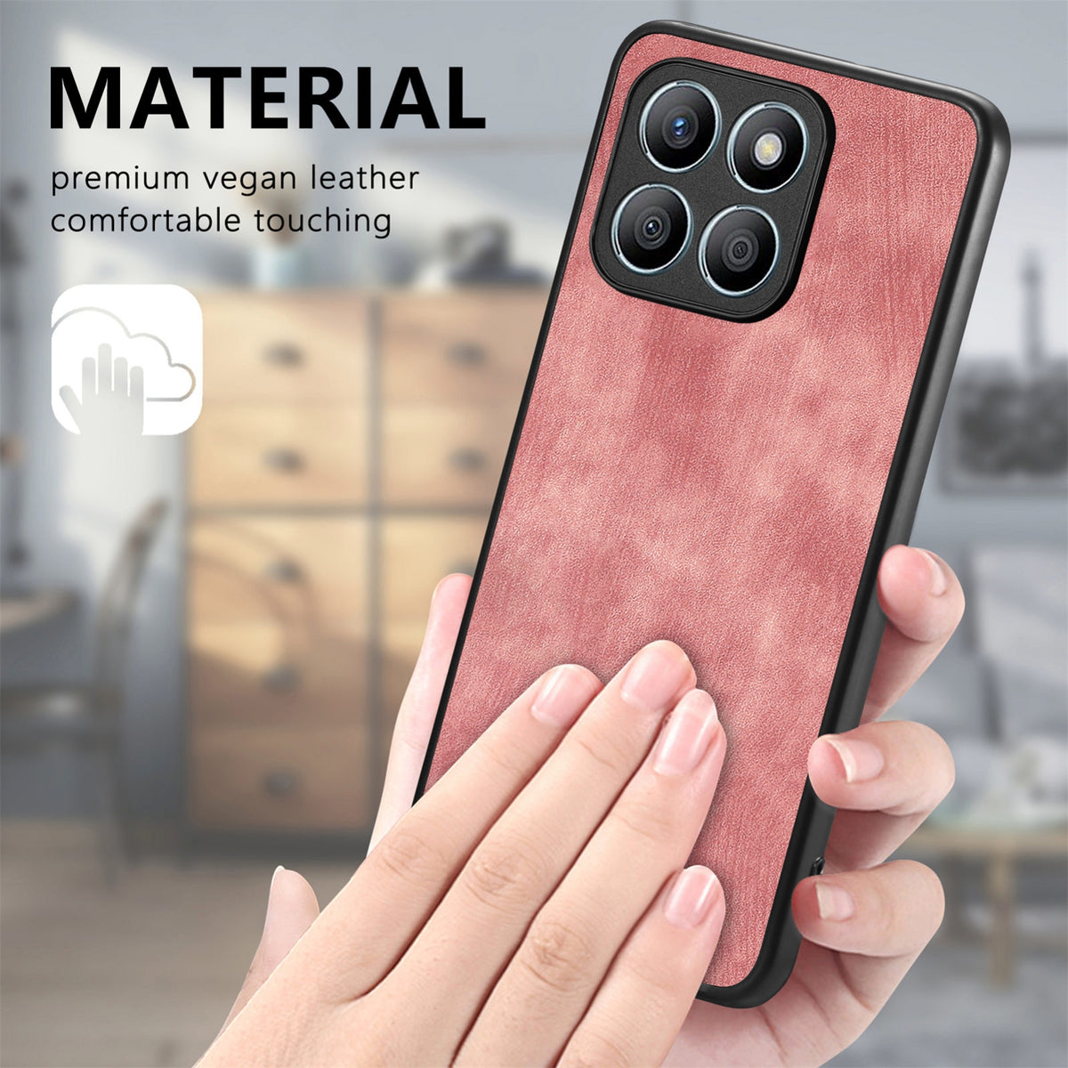For Honor X80 Pro Max 5G Vintage Leather PC Back Cover Phone Case - Pink - SYA002631009A