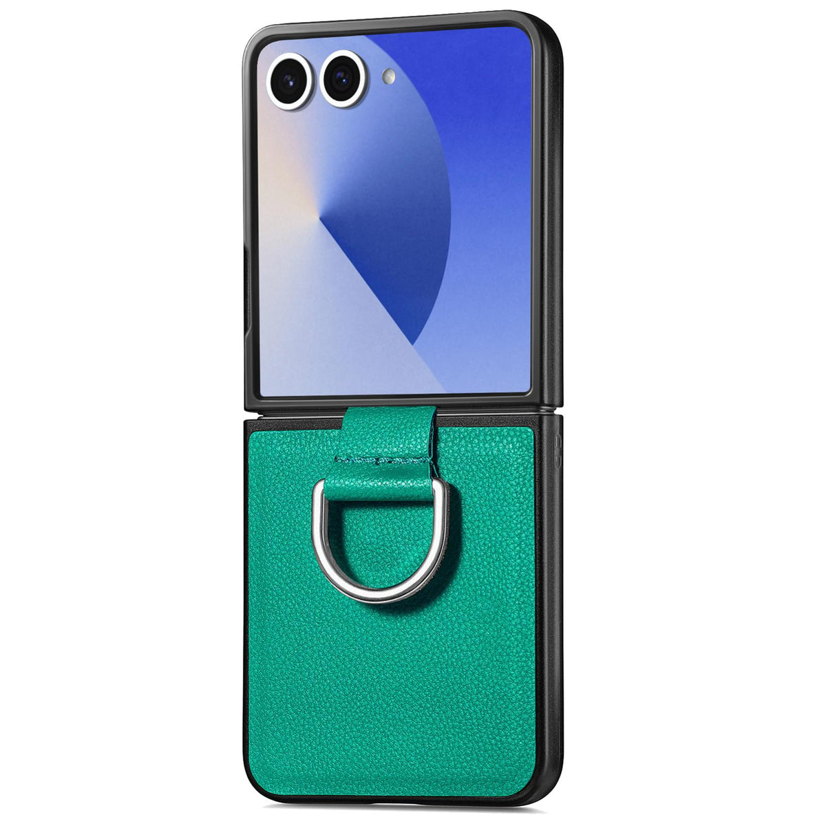 For Galaxy Z Flip8 5G Litchi Texture Leather Ring Phone Case - Green - SYA002649603D