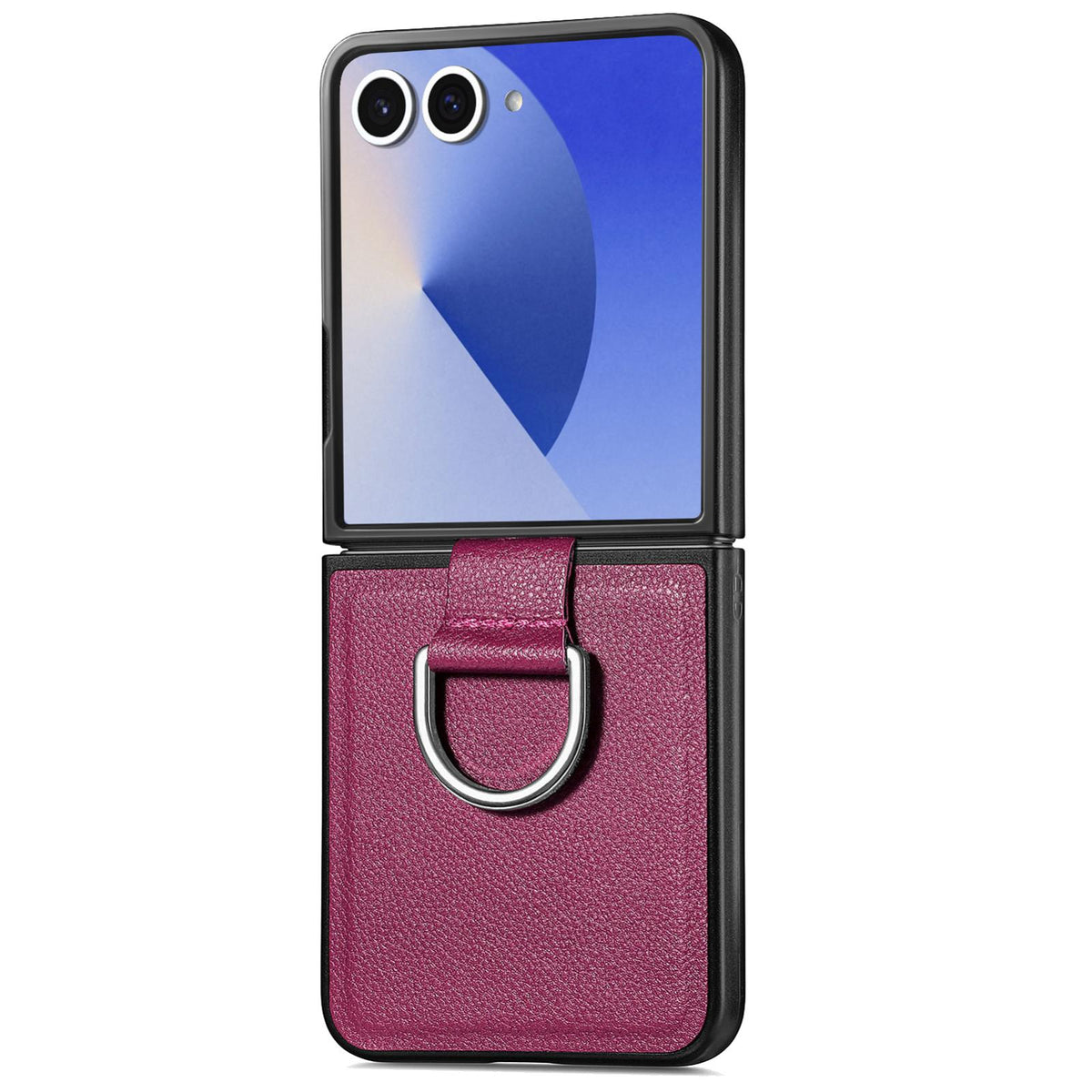 For Galaxy Z Flip8 5G Litchi Texture Leather Ring Phone Case - Purple - SYA002649603F