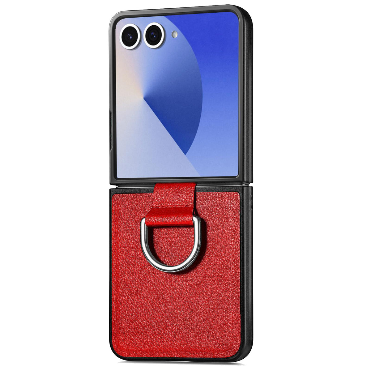 For Galaxy Z Flip8 5G Litchi Texture Leather Ring Phone Case - Red - SYA002649603G
