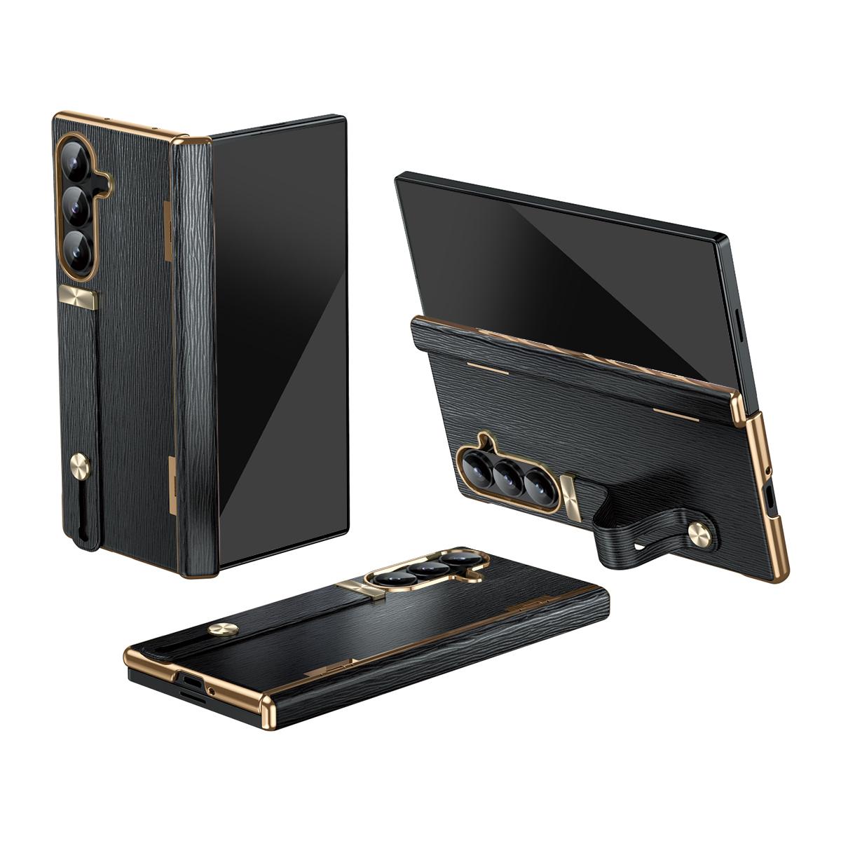 For Galaxy Z Fold8 Ultra 5G Retractable Wrist Strap Invisible Stand Phone Case - Black - SYA002653106A