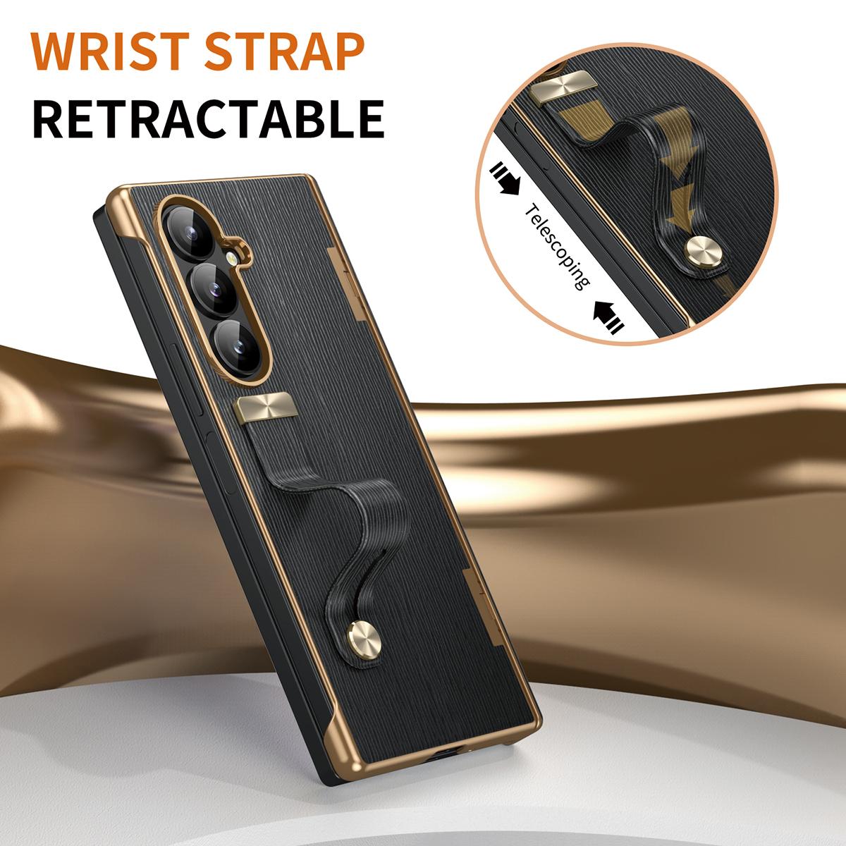 For Galaxy Z Fold8 Ultra 5G Retractable Wrist Strap Invisible Stand Phone Case - Black - SYA002653106A