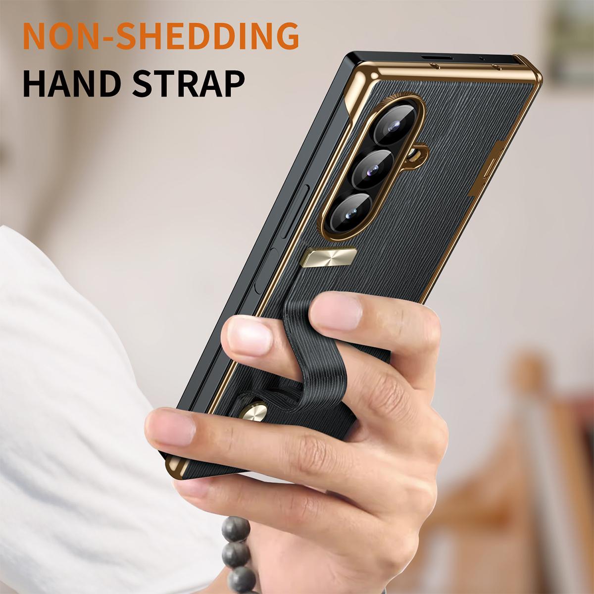 For Galaxy Z Fold8 Ultra 5G Retractable Wrist Strap Invisible Stand Phone Case - Black - SYA002653106A