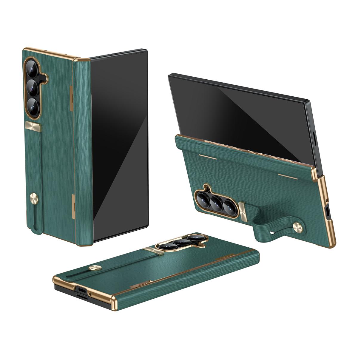 For Galaxy Z Fold8 Ultra 5G Retractable Wrist Strap Invisible Stand Phone Case - Green - SYA002653106B
