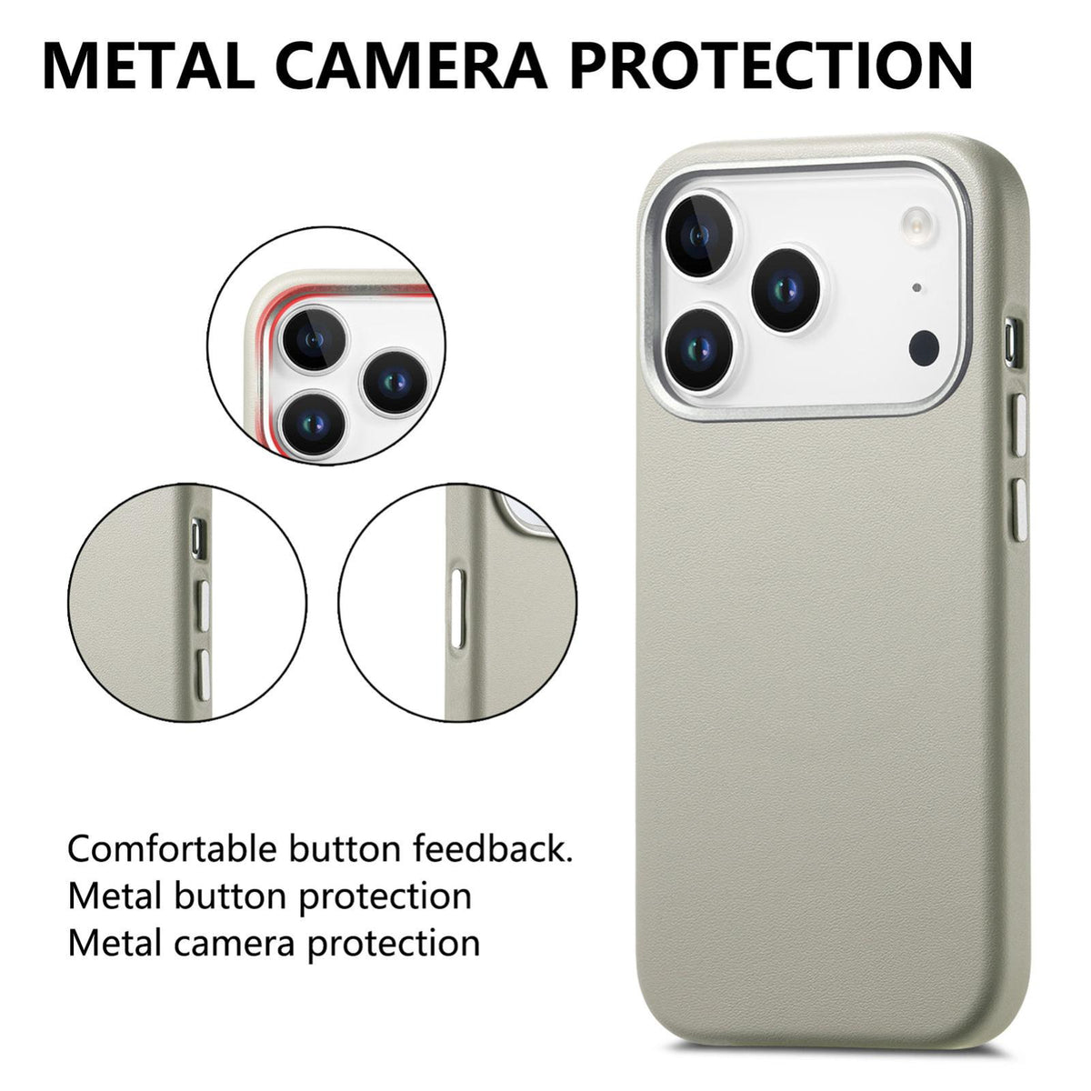For  iPhone 18 Pro Electroplated Metal Button MagSafe Phone Case - White - SYA002680420A