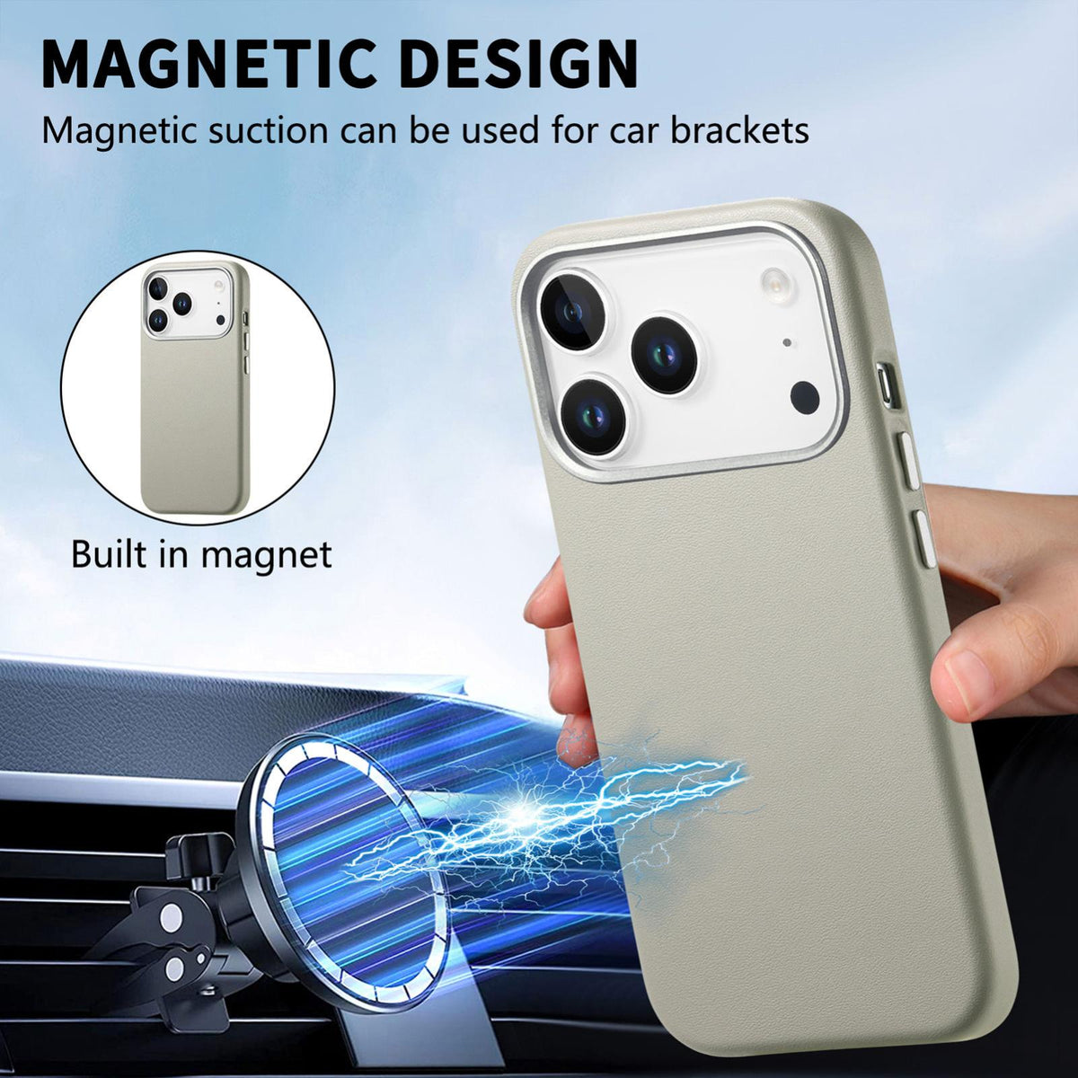 For  iPhone 18 Pro Electroplated Metal Button MagSafe Phone Case - White - SYA002680420A