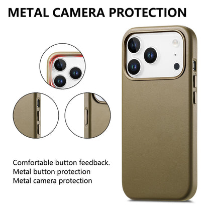 For  iPhone 18 Pro Electroplated Metal Button MagSafe Phone Case - Green - SYA002680420B