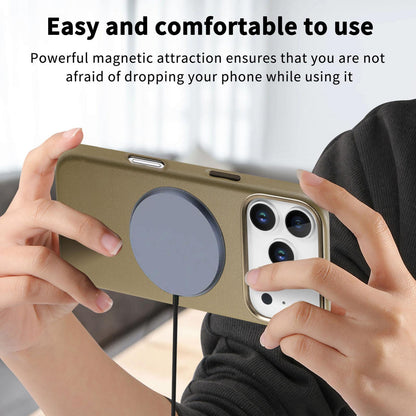 For  iPhone 18 Pro Electroplated Metal Button MagSafe Phone Case - Green - SYA002680420B
