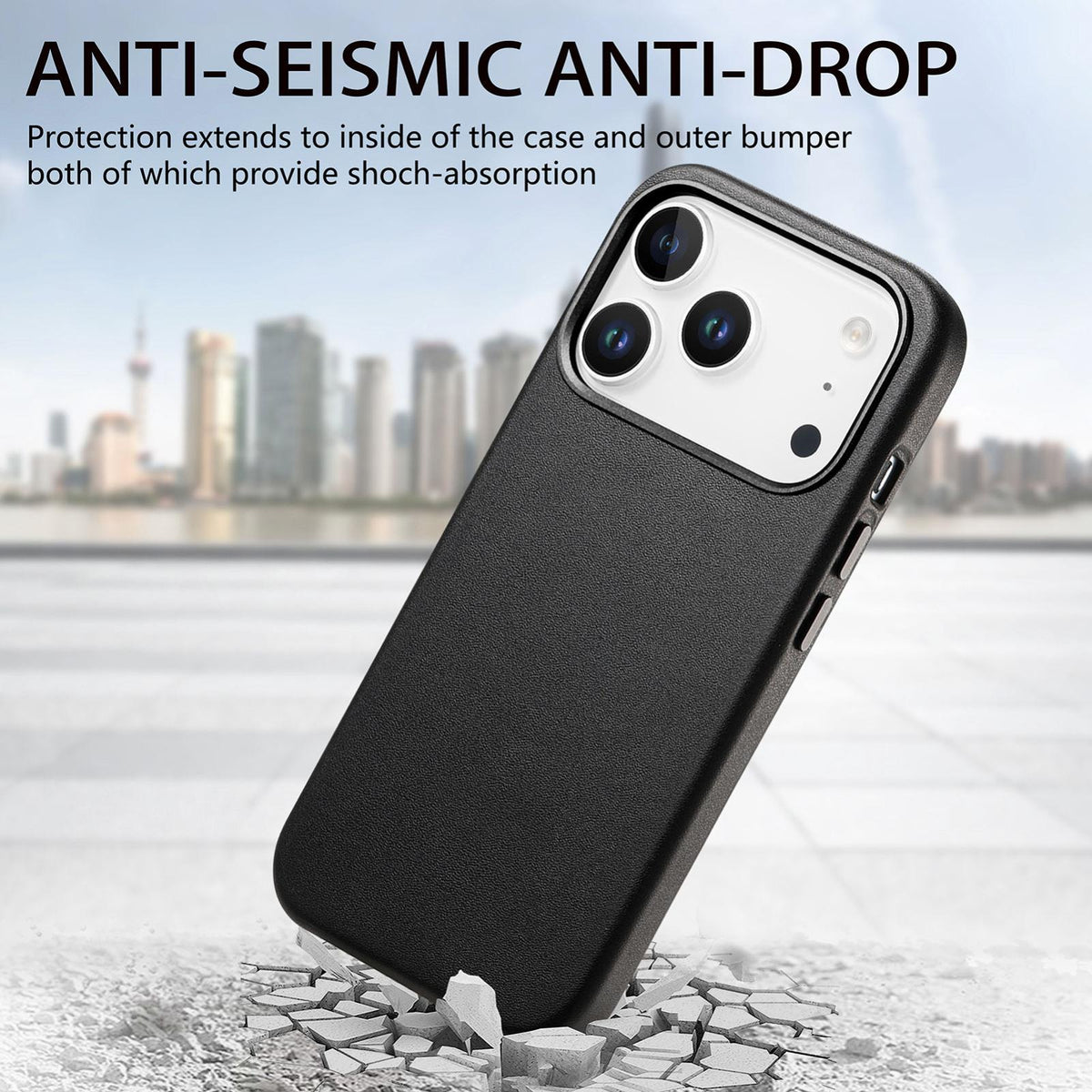 For  iPhone 18 Pro Electroplated Metal Button MagSafe Phone Case - Black - SYA002680420C